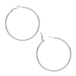 Sleek Surgical Stainless Steel 316L Silver 60mm Hypo Allergenic Hoop Earrings